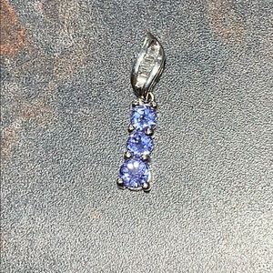 Tanzanite and Diamond 14KT White Gold Pendant